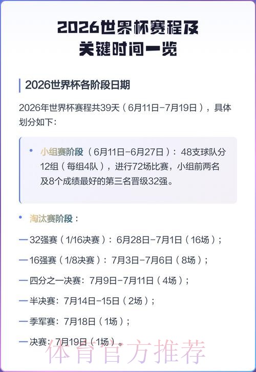 最新更新!2026世界杯赛程安排披露 最新更新!2026世界杯赛程安排披露